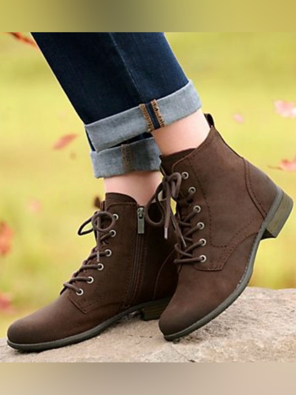 Earth Leather Women’s Lace-Up
Ankle Boots - Janel, Dark Brown, 10